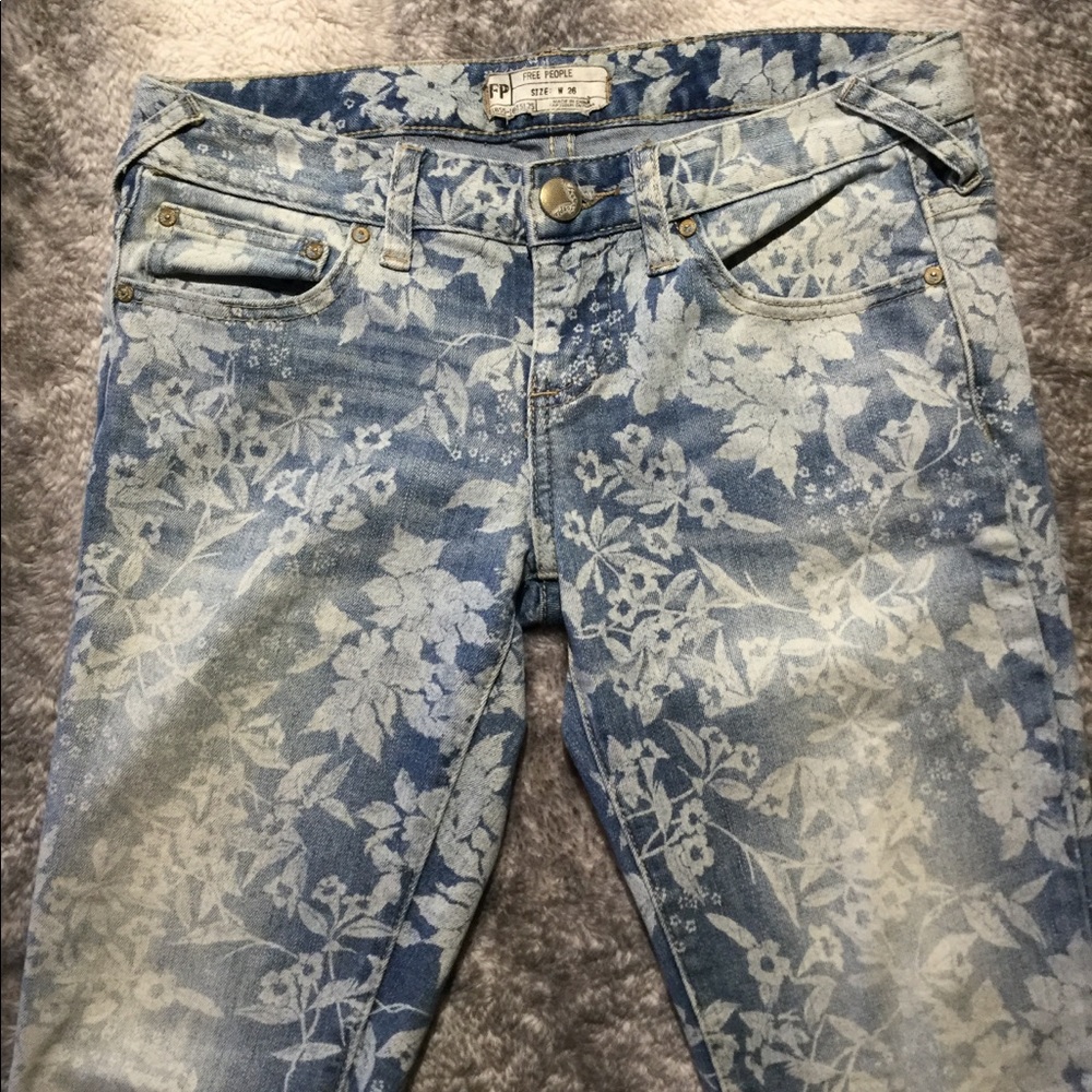 Free People gorgeous floral jeans